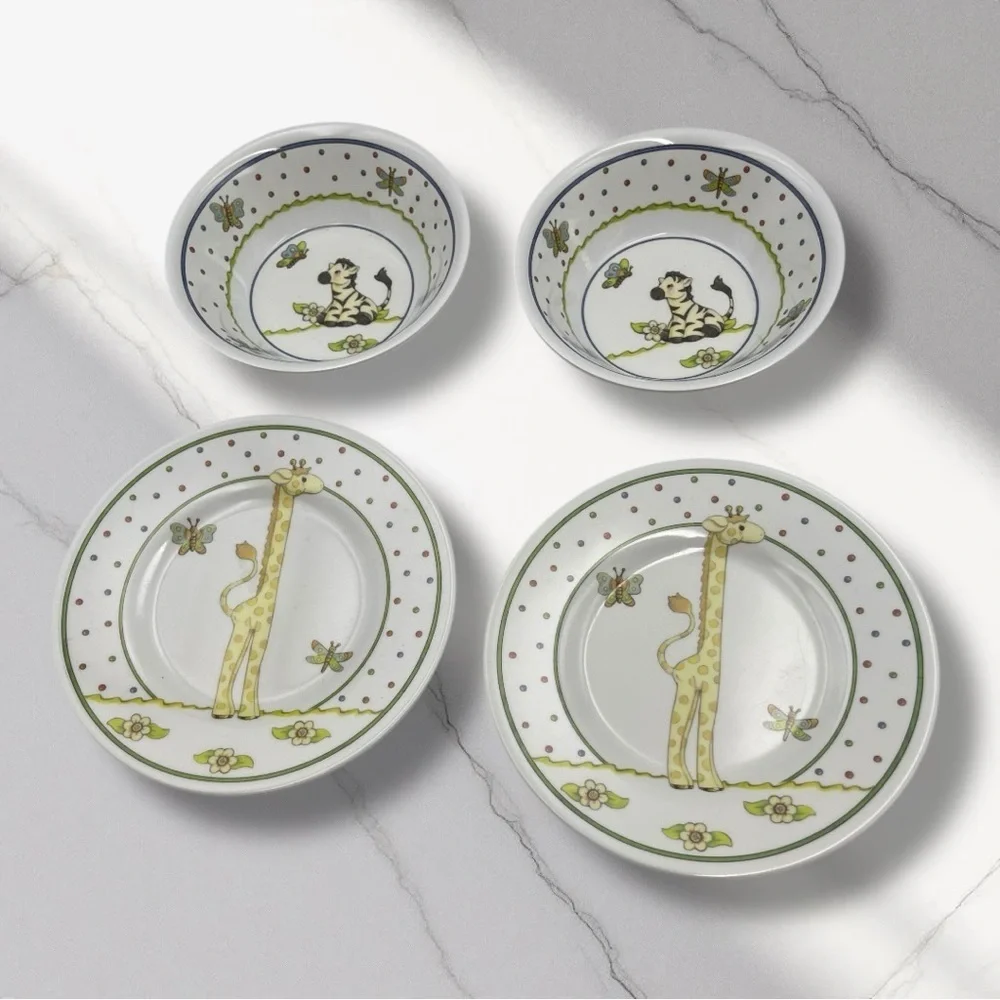 Lenox Jungle Jamboree Children's Melamine 2 Dinner Plates and 2 Bowls